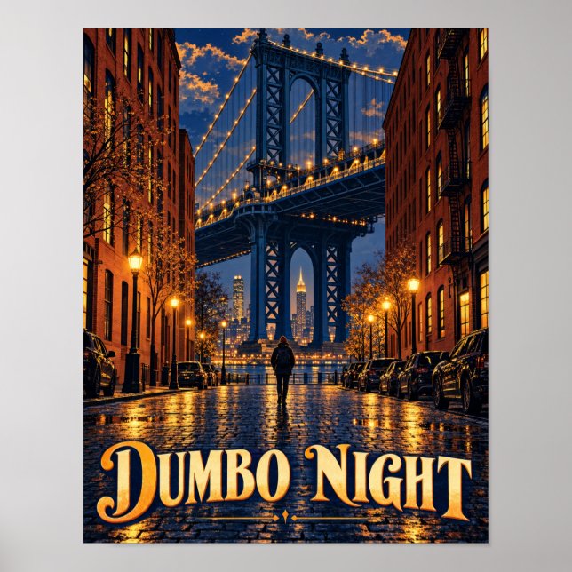 Póster DUMBO Puente de Manhattan Noche (Frente)