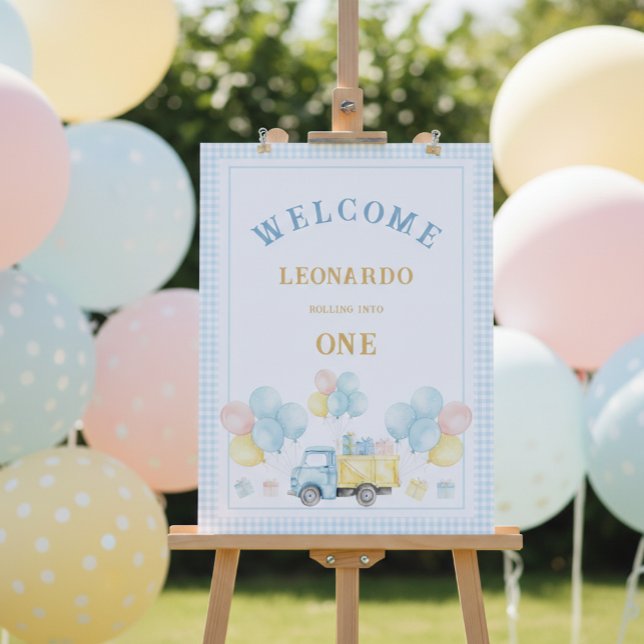 Póster Dump Truck Boy First Birthday Party Welcome (Subido por el creador)