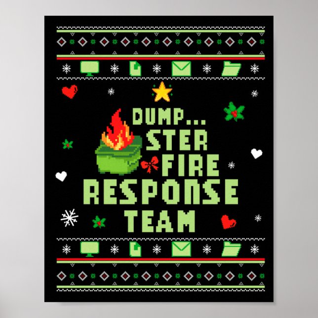 Póster Dumpster Fire Resnse Team Chaos Ugly Sweater Cute  (Frente)