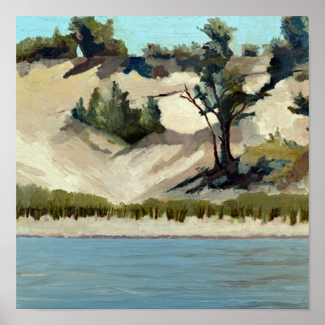 Póster Duna Del Lago Michigan Con Árboles Y Jardines De P (Frente)