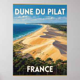 Póster Duna Pilat Francia Paisaje Costero de Arena Dorada