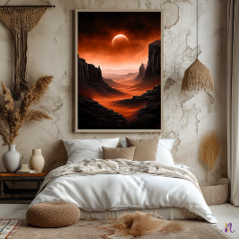 Póster Dunas Carmesí – Paisaje Marciano Monocromo