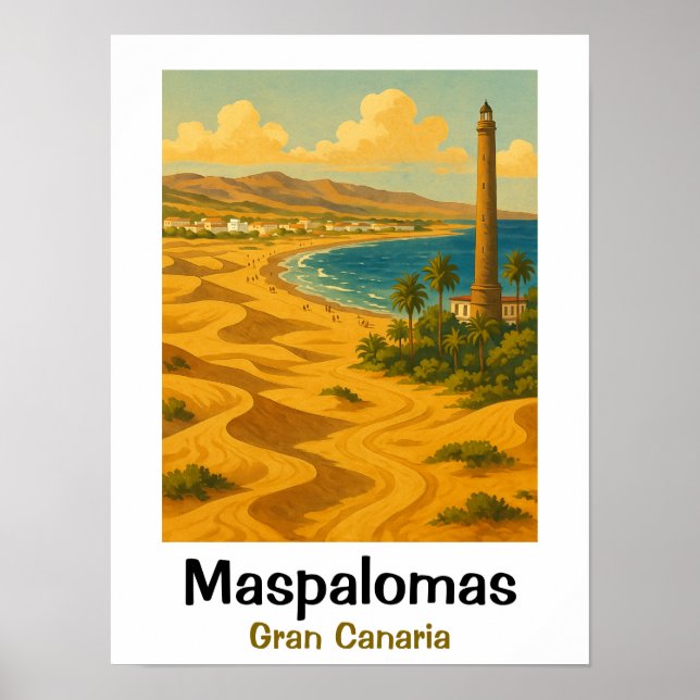 Póster Dunas de Maspalomas Gran Canaria Isla Canarias (Frente)
