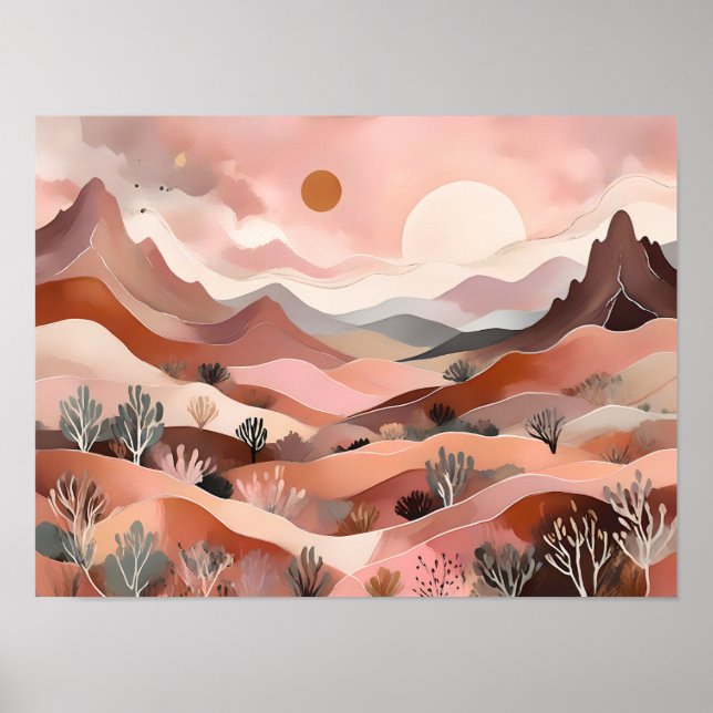 Póster Dunas del desierto abstractas bohemias - Paisaje d (Frente)