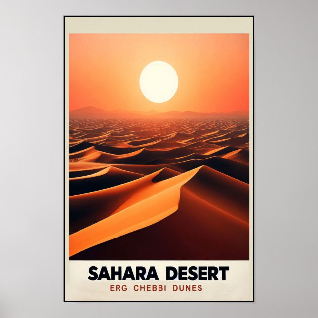 Póster Dunas interminables de Erg Chebbi, Marruecos (Frente)