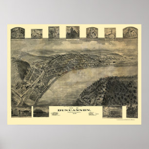Póster Duncannon, mapa panorámico del PA - 1903