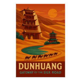 Póster Dunhuang - Puerta de la Ruta de la Seda