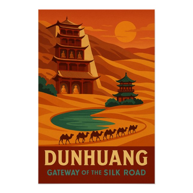 Póster Dunhuang - Puerta de la Ruta de la Seda (Anverso)