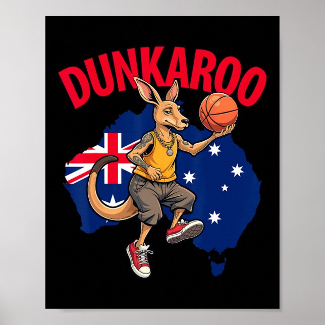 Póster Dunkaroo divertido canguro jugador de Sketll austr (Frente)