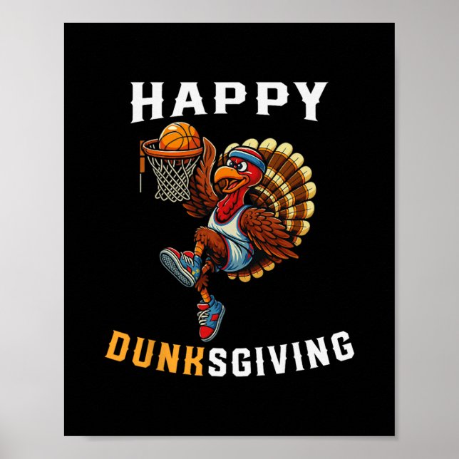 Póster Dunksgiving Pavo Esqueleto Jugador Divertido Día d (Frente)