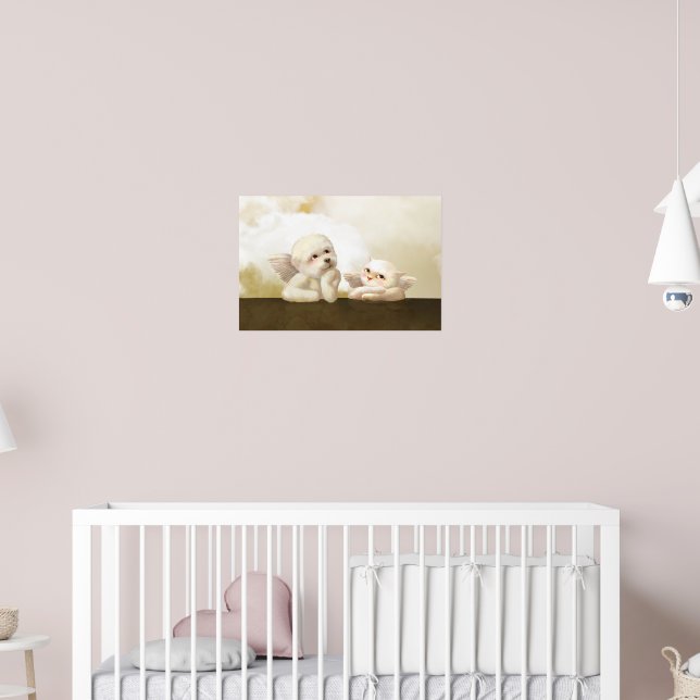 Póster Dúo Angelical: Bichon Sonriente y Nube Bao Bao (Guardería 2)