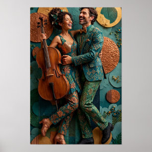 Póster Dúo de baile folclórico alegre intercambiado - Cob