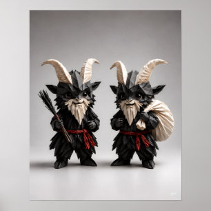 Póster Dúo de Krampus Chibi Origami