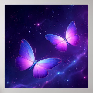 Póster Dúo de mariposa cósmica - Noche de galaxia de ensu