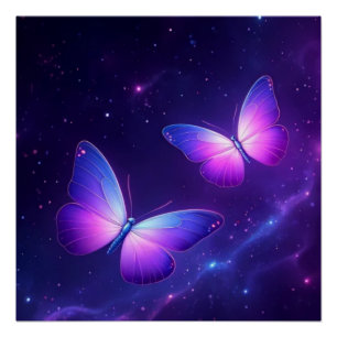Póster Dúo de mariposa cósmica - Noche de galaxia de ensu