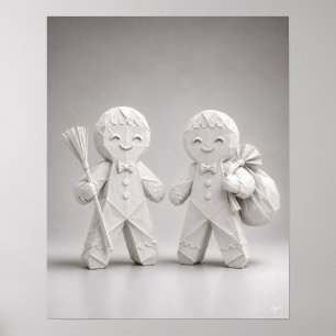 Póster Dúo de pan de jengibre Origami
