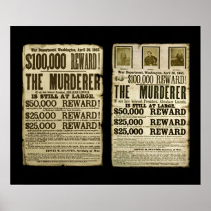 Póster Dúo Poster de búsqueda/recompensa: Booth, Surratt,
