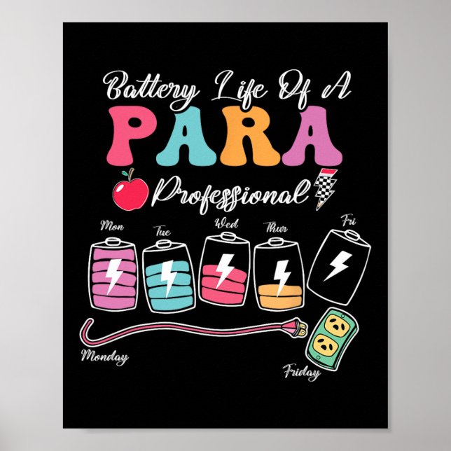 Póster Duración De La Batería De Un Paraprofesional De Vu (Frente)