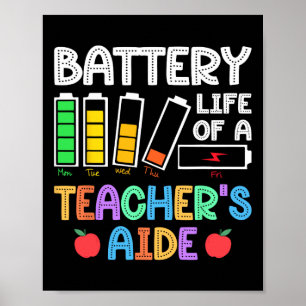 Póster Duración De La Batería De Un Profesor Aide Istant 