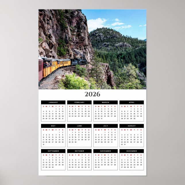Póster Durango Colorado Mountain Train 2026 Calendar (Frente)