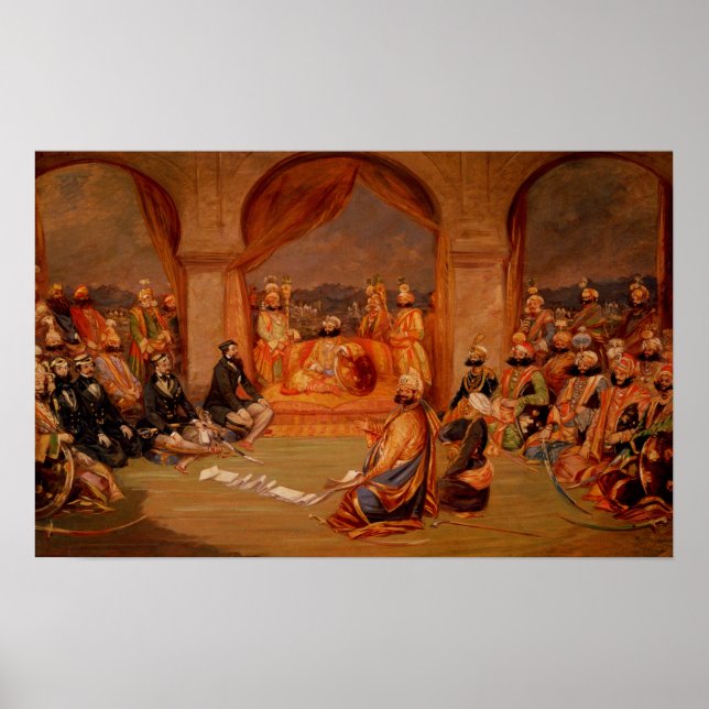 Póster Durbar en Udaipur, Rajastán, 1855 (Frente)
