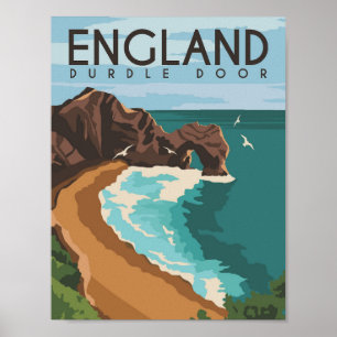 Póster Durdle Door Inglaterra Ilustracion de lugar de via