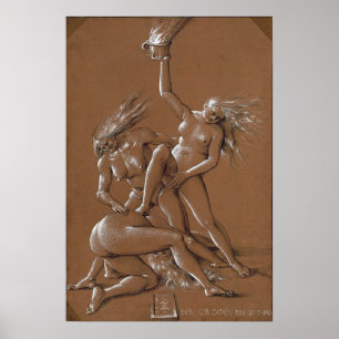 Póster Dürer - Saludo de Año Nuevo con tres brujas