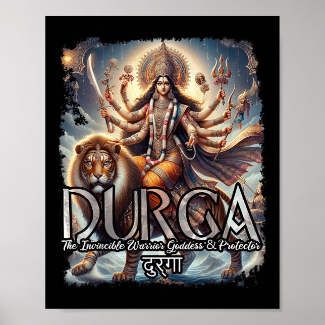 Póster Durga Goddess War Matiología hindú Devi Shakti (Frente)