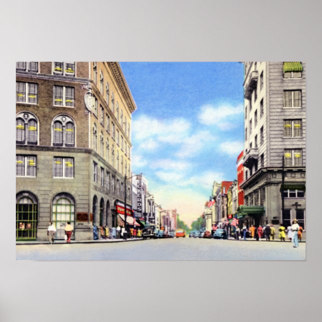 Póster Durham North Carolina Main Street (Frente)