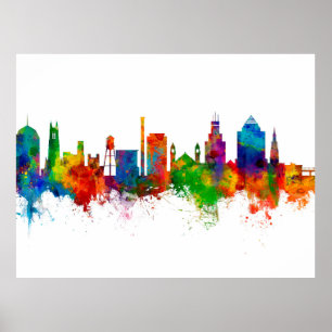 Póster Durham North Carolina Skyline