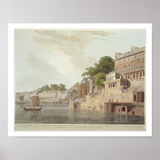 Póster Dusasumade Gaut, en Benares, en el río Ganges, f (Frente)