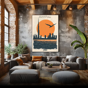 Póster Dusk de Dubái - Reflexiones Minimalistas en el hor