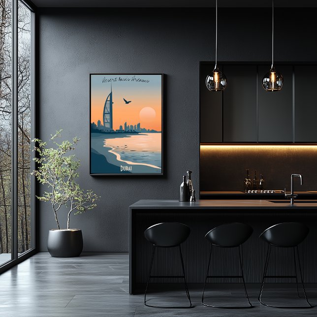 Póster Dusk de Dubai - Silhouette árabe Burj Al cerca del (Subido por el creador)