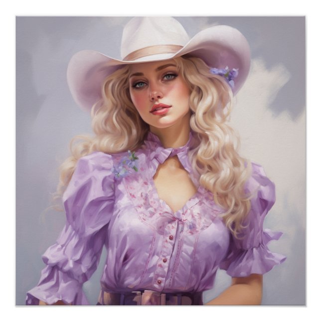 Póster Dusk del Desierto: Arte Pared de Cowgirl (Anverso)