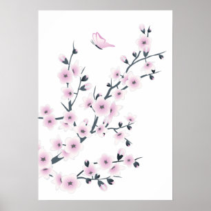 Póster Dusky Pink  Cherry Blossoms