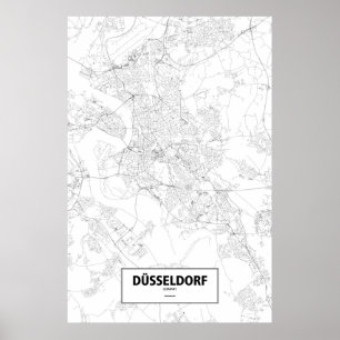 Póster Düsseldorf, Alemania (negro en blanco)