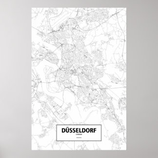 Póster Dusseldorf, Alemania (negro sobre blanco)