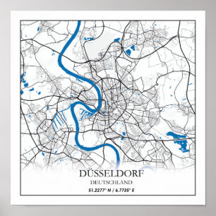 Póster Dusseldorf Deutschland City Map Viaje simple