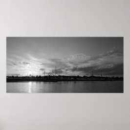 Póster Düsseldorfer Rheinkirmes im Sonnenuntergang