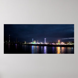Póster Düsseldorfer Rheinkirmes Panorama de noche