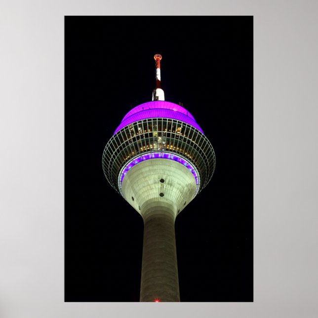 Póster Düsseldorfer Rheinturm por la noche (Frente)