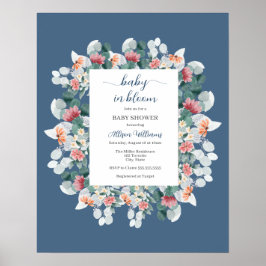 Póster Duste acuarela azul silvestre bebé ducha