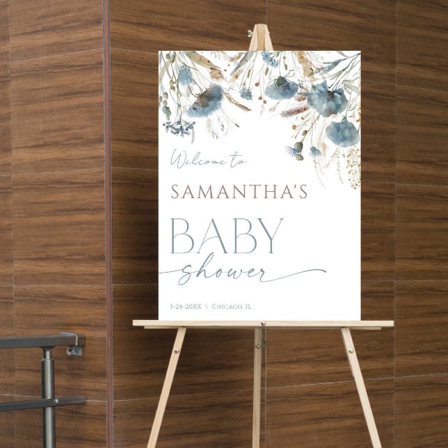 Póster Duste azul boho wildflowers baby ducha bienvenida (Subido por el creador)