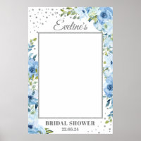 Duste azul floral plata de novia ducha de foto