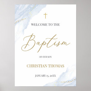 Póster Duste Baptismo Azul seña de bienvenida Poster, cru
