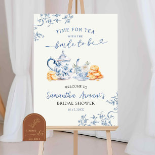 Póster Duste Blue Chinoiserie Bridal Shower signo de bien