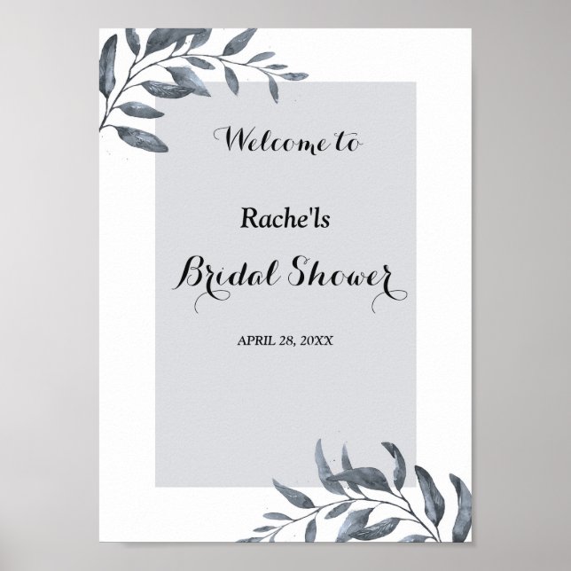 Póster Duste Blue Eucalyptus Bridal Shower (Frente)