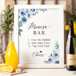 Póster Duste Blue Floral Bridal Shower Mimosa Bar Rótulo<br><div class="desc">El Rótulo Dusty Blue Floral Mimosa Bar destaca por su ducha de novia. El bonito diseño floral combinado con las polvorientas flores azules y la elegante fuente crea un estilo moderno y sofisticado. Este letrero es perfecto para cualquier novia que quiera añadir un toque de elegancia a su ducha de...</div>