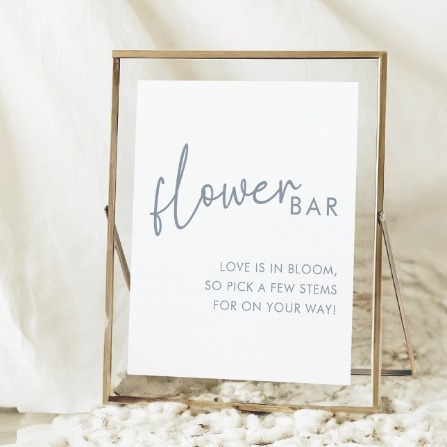 Póster Duste Blue & White Simple Bridal Shower Flor Bar (Subido por el creador)