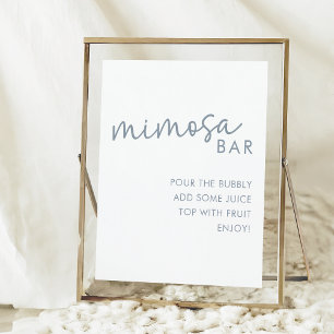 Póster Duste Blue & White Simple Bridal Shower Mimosa Bar